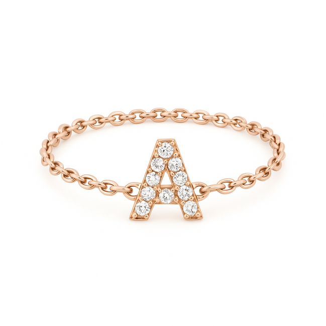 Bague Lettre - sur chaîne