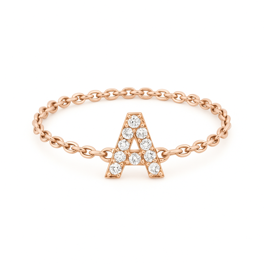 Bague Lettre - sur chaîne