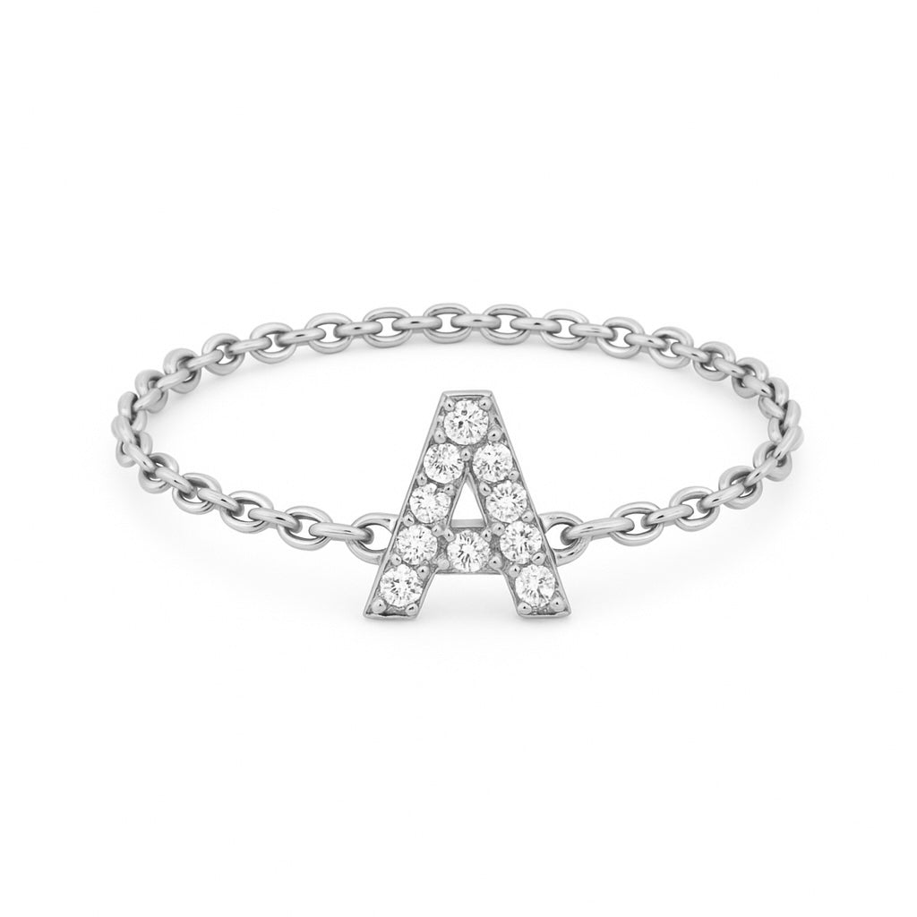Bague Lettre - sur chaîne