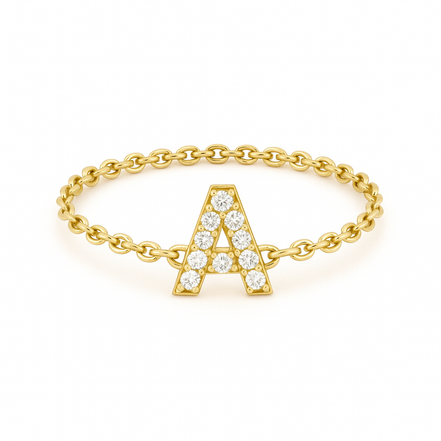 Bague Lettre - sur chaîne