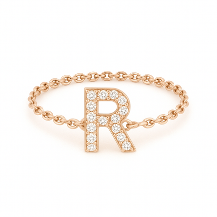 Bague Lettre - sur chaîne