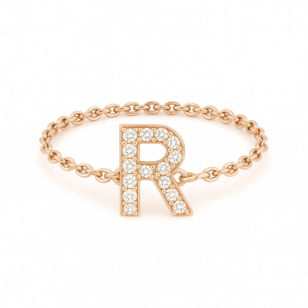 Bague Lettre - sur chaîne