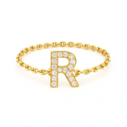 Bague Lettre - sur chaîne