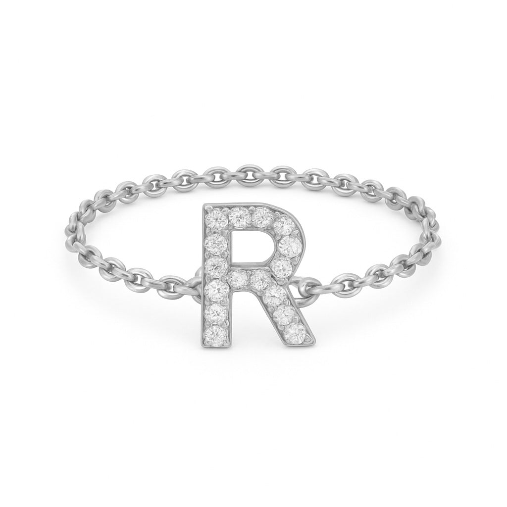Bague Lettre - sur chaîne