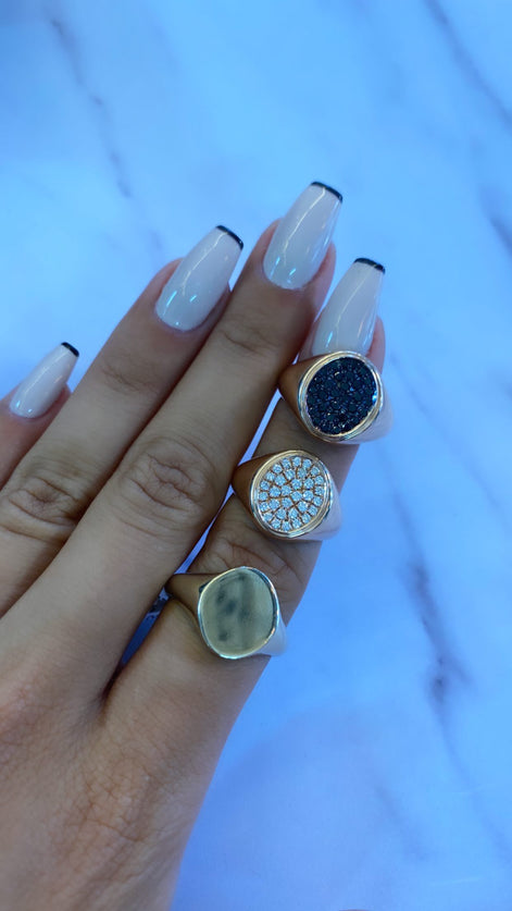 Bague Chevalière Diamants Noirs