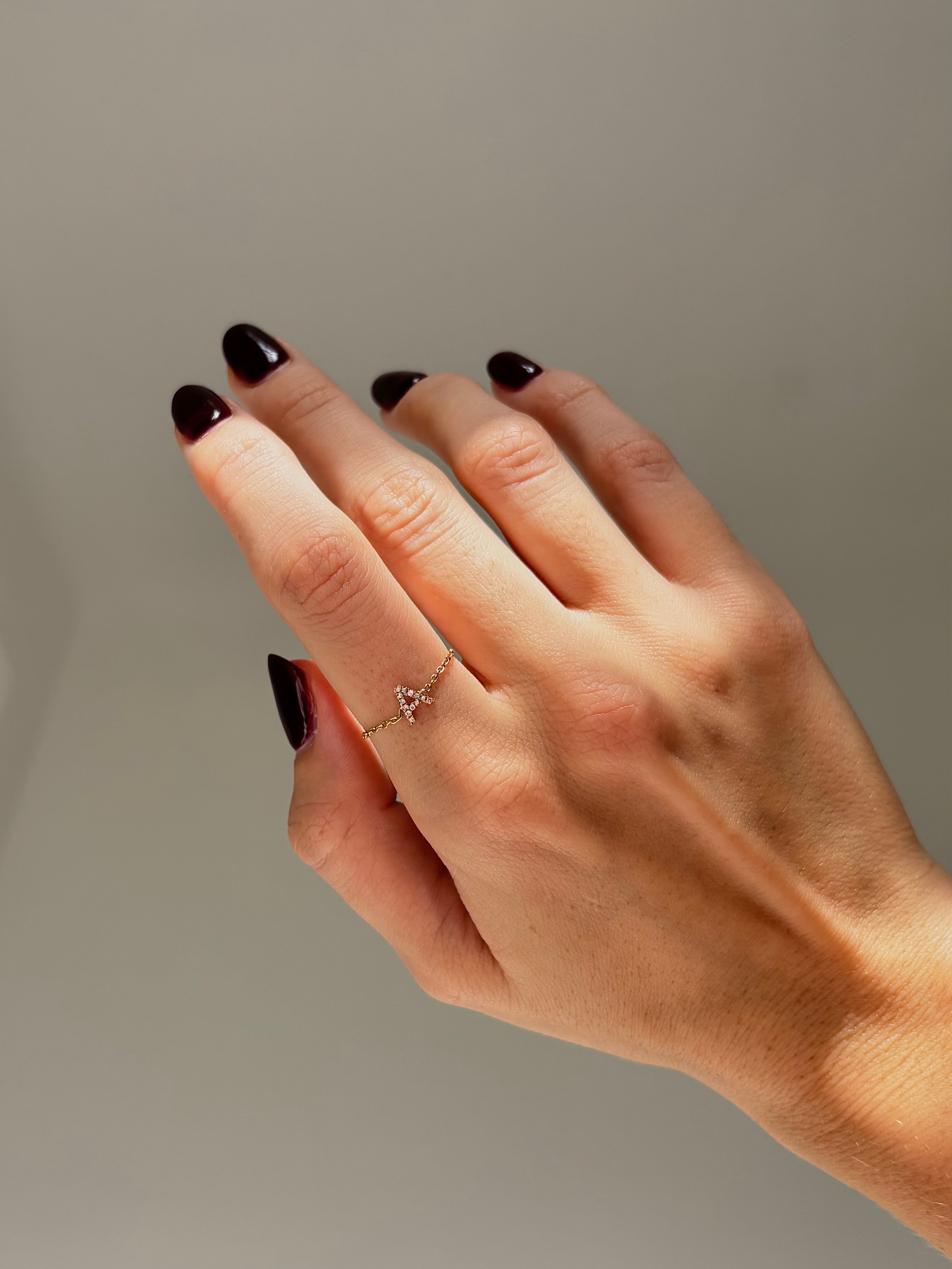 Bague Lettre - sur chaîne