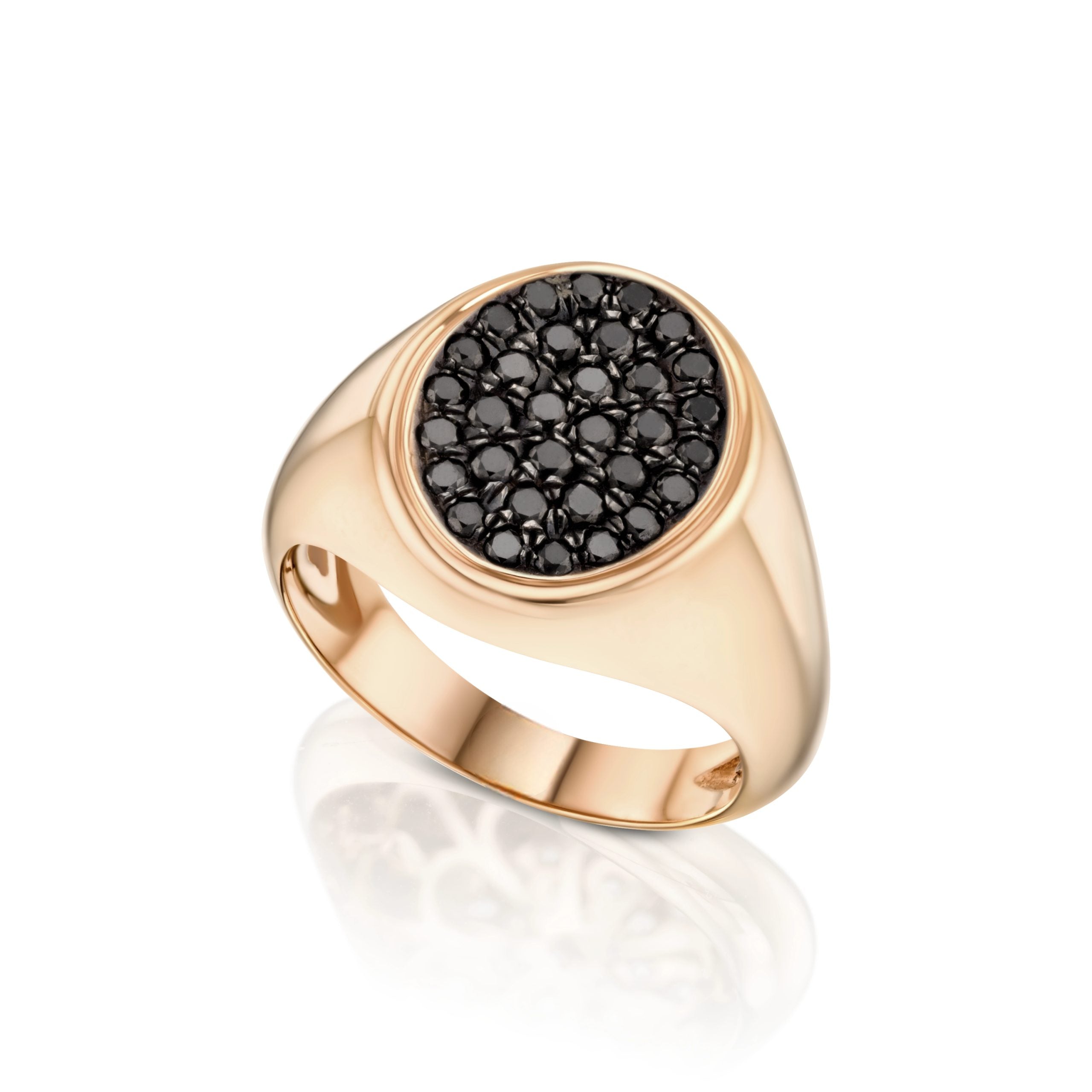 Bague Chevalière Diamants Noirs