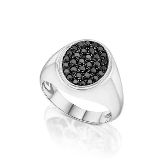 Bague Chevalière Diamants Noirs